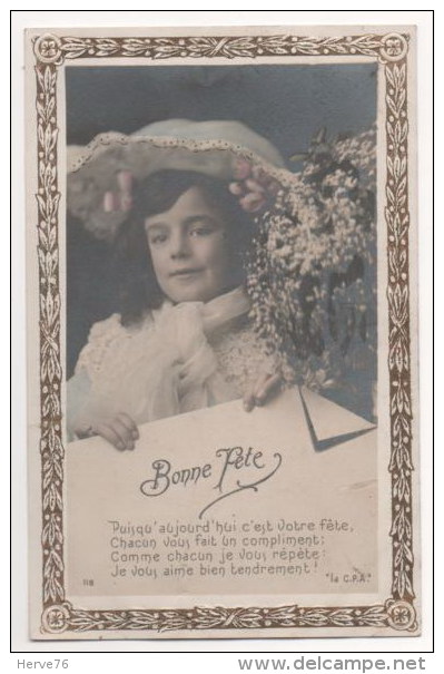 CPA Fantaisie - Enfants - Fillette - Portrait - Visage - Bonne Fête - Ritratti