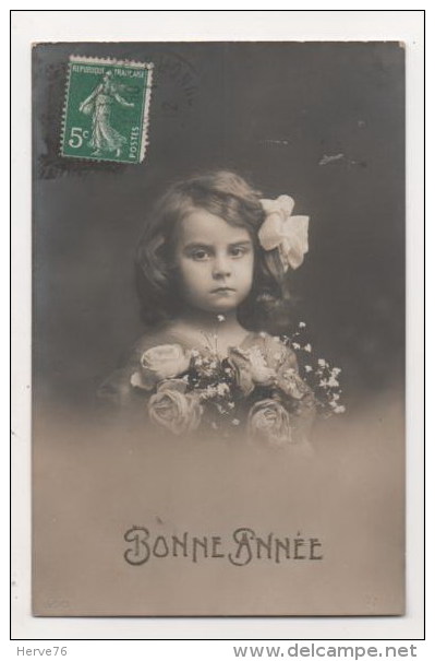 CPA Fantaisie - Enfants - Fillette - Portrait - Visage - Bonne Année - Ritratti