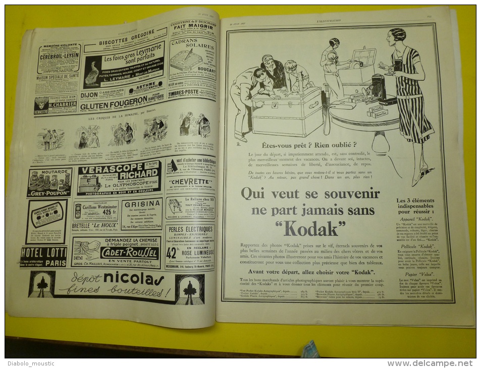 1927 Nombreuses Pubs Dont KODAK; Canberra;Fille De NICOLAS II Survivante;Concours Beauté TEXAS;Bonifacio Et CORSE .. - L'Illustration