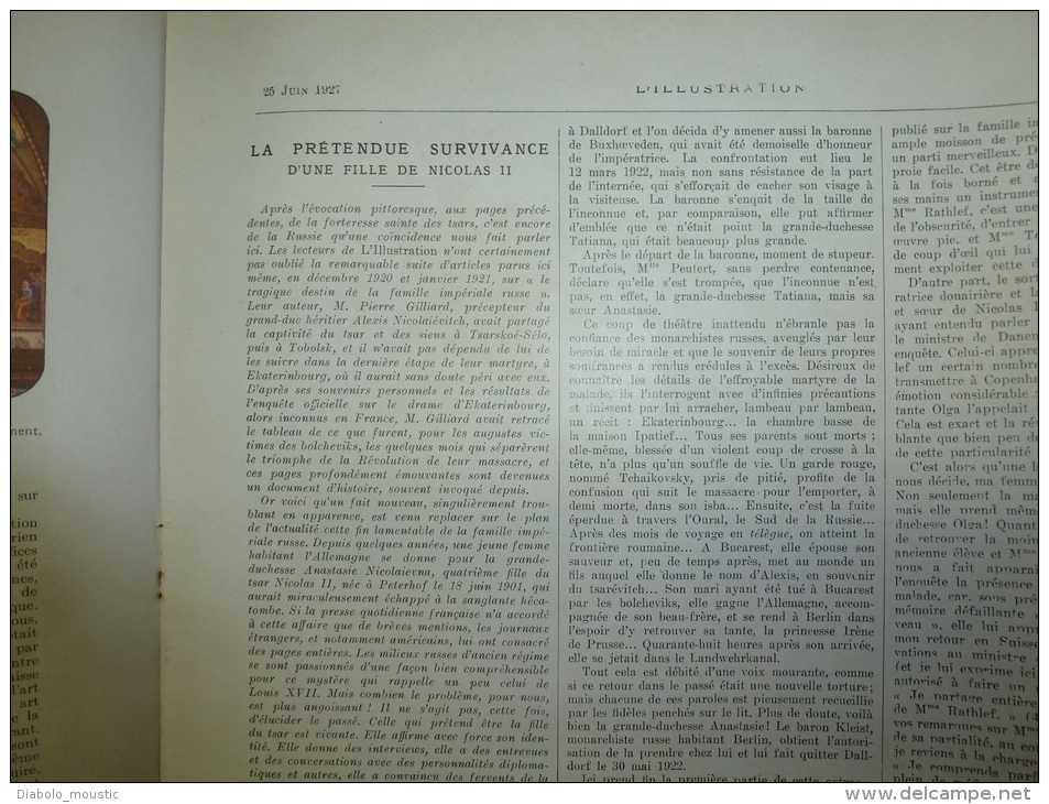 1927 Nombreuses pubs dont KODAK; Canberra;Fille de NICOLAS II survivante;Concours beauté TEXAS;Bonifacio et CORSE ..