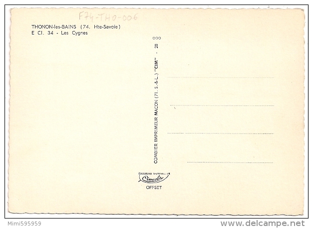 E CI.34 - THONON-les-BAINS (74) - Les Cygnes - Port - Bateaux - Animée - CPSM Non écrite Dos Propre - Scan Recto-verso - Thonon-les-Bains