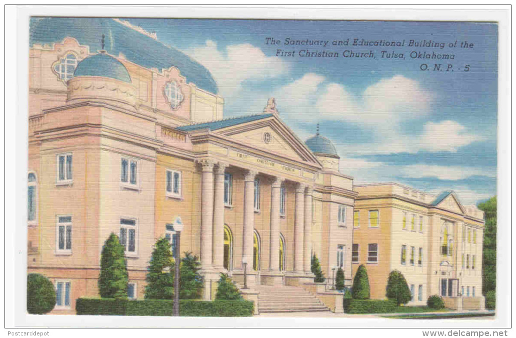 First Christian Church Tulsa Oklahoma Linen Postcard - Tulsa