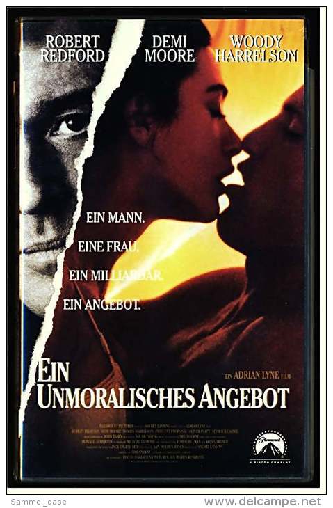 VHS Video  -  Ein Unmoralisches Angebot   -  Ein Mann , Eine Frau , Ein Milliadär , Ein Angebot  -  Von 1998 - Drame