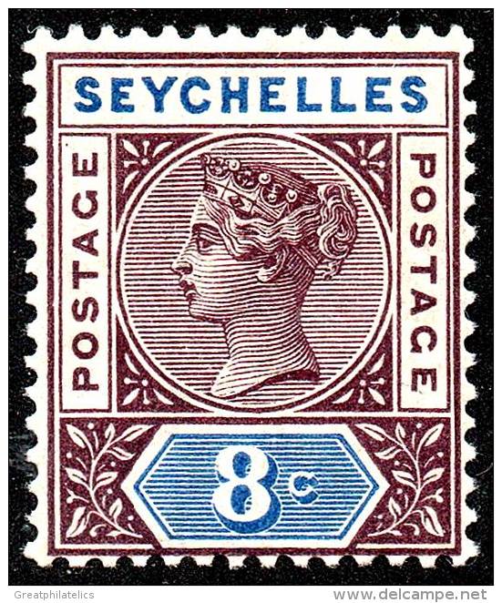 SEYCHELLES 1890 VICTORIA 8c SC#6a//SG#3(DIE I) £10,00 MH Pencil # On GUM (D0652) - Seychellen (...-1976)