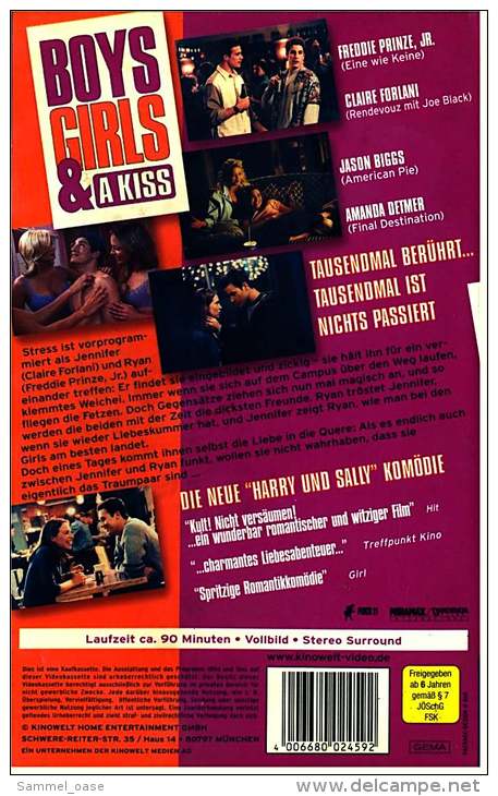 VHS Video  -  Boys, Girls & A Kiss  -  Freundschaft Ist Eine Beziehung Ohne Sex - Aber Wie Lange? -  Von 2000 - Romantique
