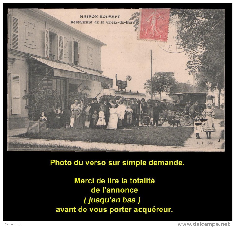 Cpa ANTONY, Croix De Berny, Restaurant ROUSSET, Belle Animation, Moto, Vélo, Vers 1907. Voir Description Bien Détaillée. - Antony