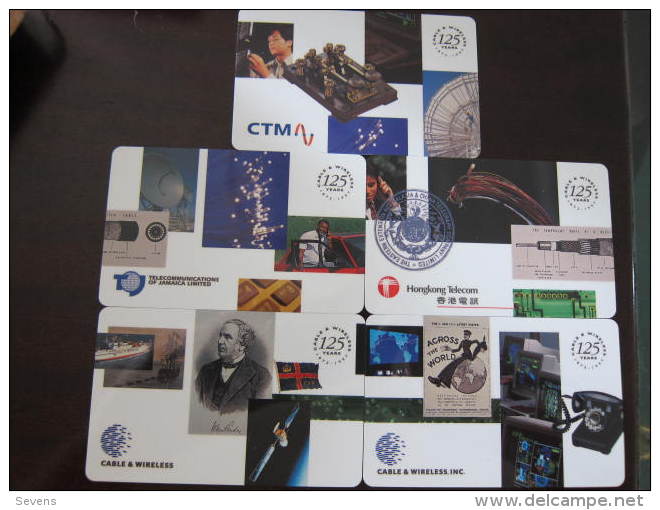 Cable&Wireless 125 Years,jointed Issued By Macau,Jamaica,Hongkong,USA And UK, Prepaid Cards,mint Set Of 5 - Macau