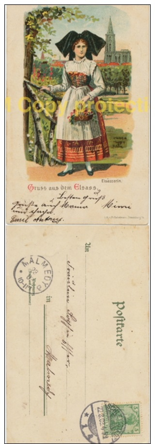 AK - Litho - Gruss Aus Dem Elsass - Elsässerin - Gelaufen 1903 - Gruss Aus.../ Grüsse Aus...