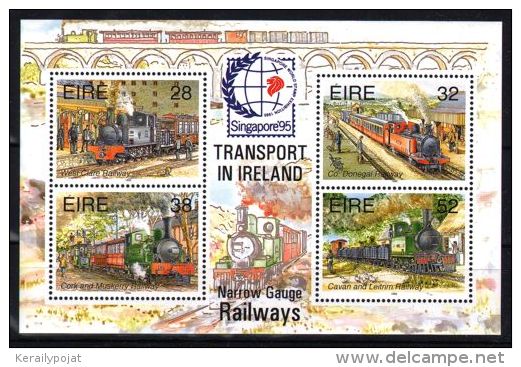 Ireland - 1995 Railroads Overprint Block MNH__(TH-4602) - Hojas Y Bloques