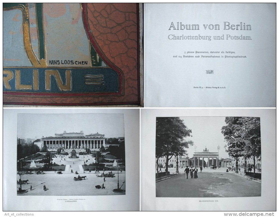 Album Von BERLIN, Charlottenburg Und Potsdam / Premier Plat De Hans Looschen / Globus Verlag Éditeur à Berlin Vers 1904 - Alte Bücher