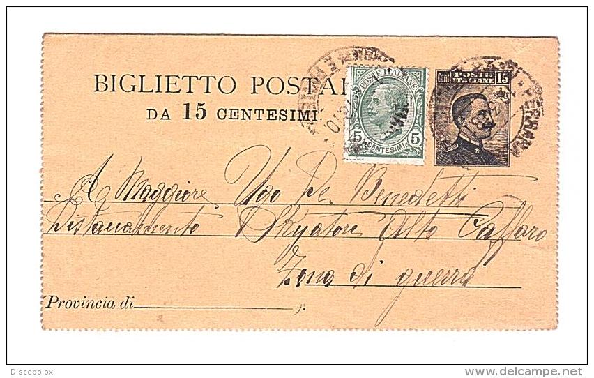 XW 1053 Biglietto Postale Da 15 Centesimi - Aggiunta Di 5 Centesimi - Zona Di Guerra Alto Caffaro (Brescia) 1918 - Marcophilia