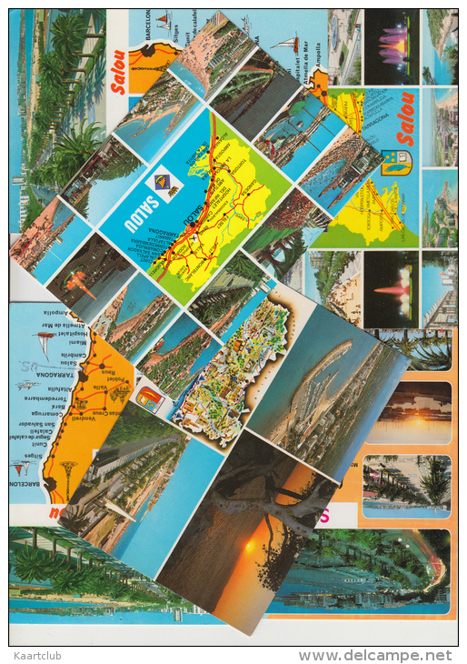 6 POSTCARDS - MAPS / CARTES 'SALOU' Multiviews -Tarrogona, Costa Dorada - Espana/Spain - 5 - 99 Postkaarten