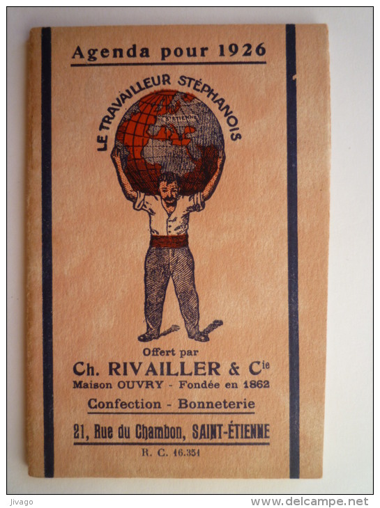 Le  TRAVAILLEUR  STEPHANOIS  :  Agenda  Pour  1926 - Tamaño Grande : 1921-40