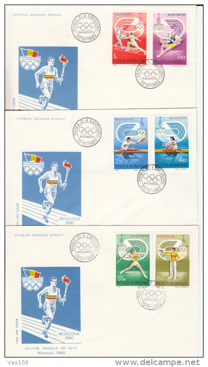 LOT 8 ITEMS,OLYMPIC GAMES, FDC ROMANIA AUSTRIA.SEE SCAN IMAGE. - Ete 1980: Moscou