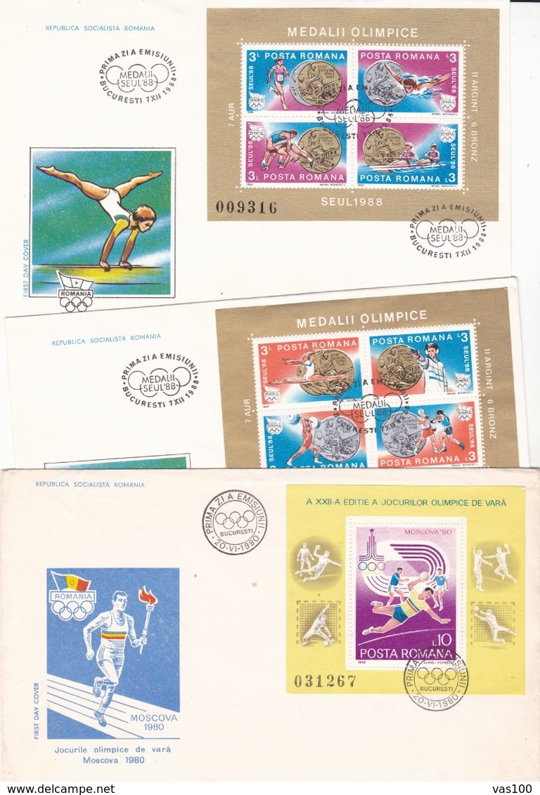 LOT 8 ITEMS,OLYMPIC GAMES, FDC ROMANIA AUSTRIA.SEE SCAN IMAGE. - Ete 1980: Moscou