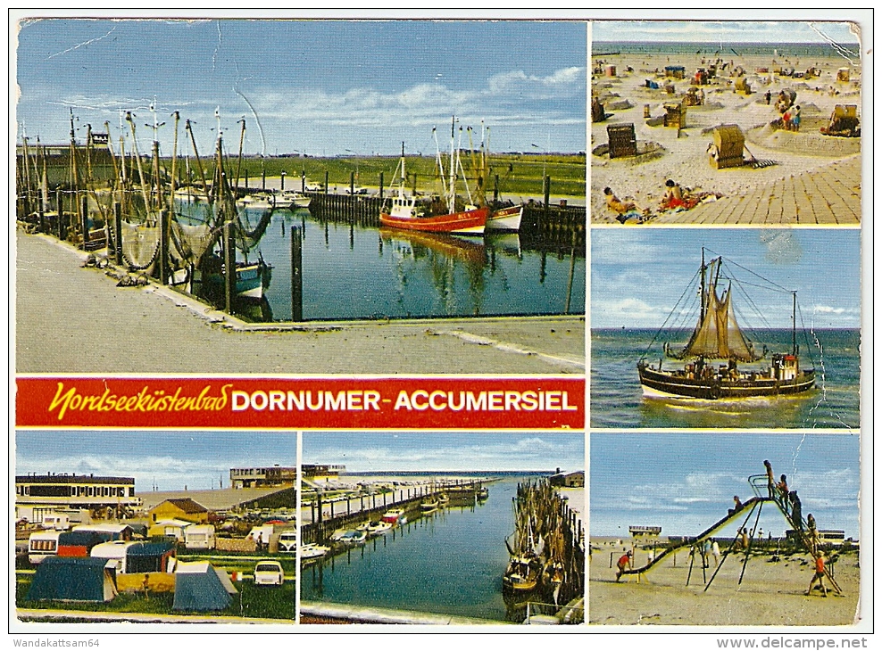 AK 21 Nordseeküstenbad DORNUMER-ACCUMERSIEL Mehrbildkarte 6 Bilder 11.7.73 - 9 2981 DORNUMER - Aurich