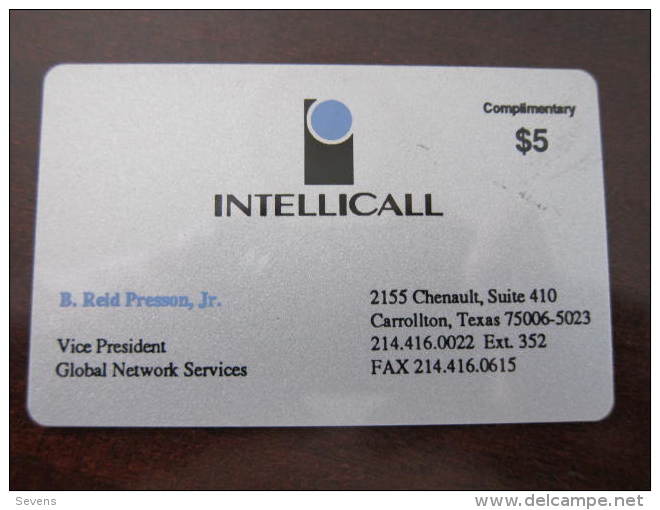 Intellicall Complimentary Card,personal Business Card, $5 Facevalue - Autres & Non Classés