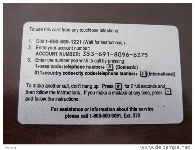 Intellicall Complimentary Card,personal Business Card, $5 Facevalue - Otros & Sin Clasificación