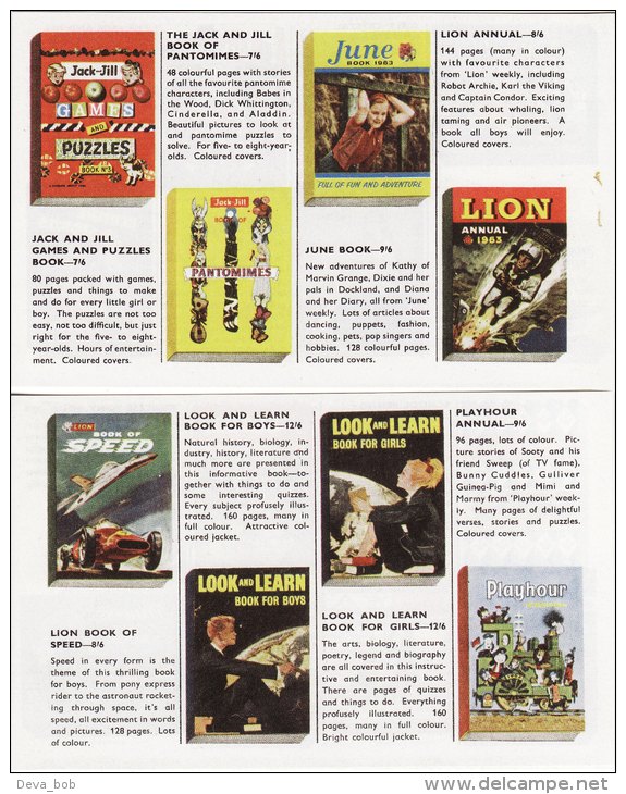 1960´s Advertising Leaflet Fleetway Annuals Book Lion Look & Learn Tiger Etc - Werbung