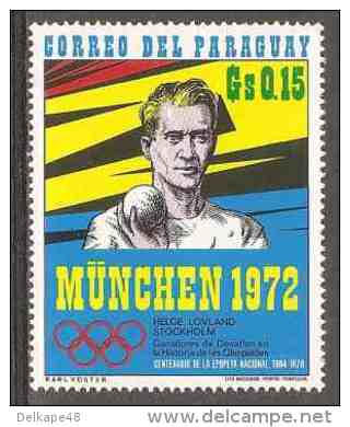 Paraguay 1971 Mi 2140 ** Helge Lovland (1890-1984), Norway – Gold Decathlon, Antwerp (1920) / Zehnkampf - Ete 1920: Anvers