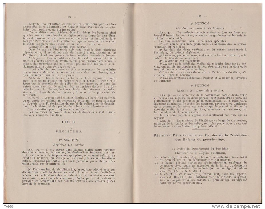 Recueil Des Actes Administratif Protection Des Enfants Du Premier âge Bas Rhin - Décrets & Lois