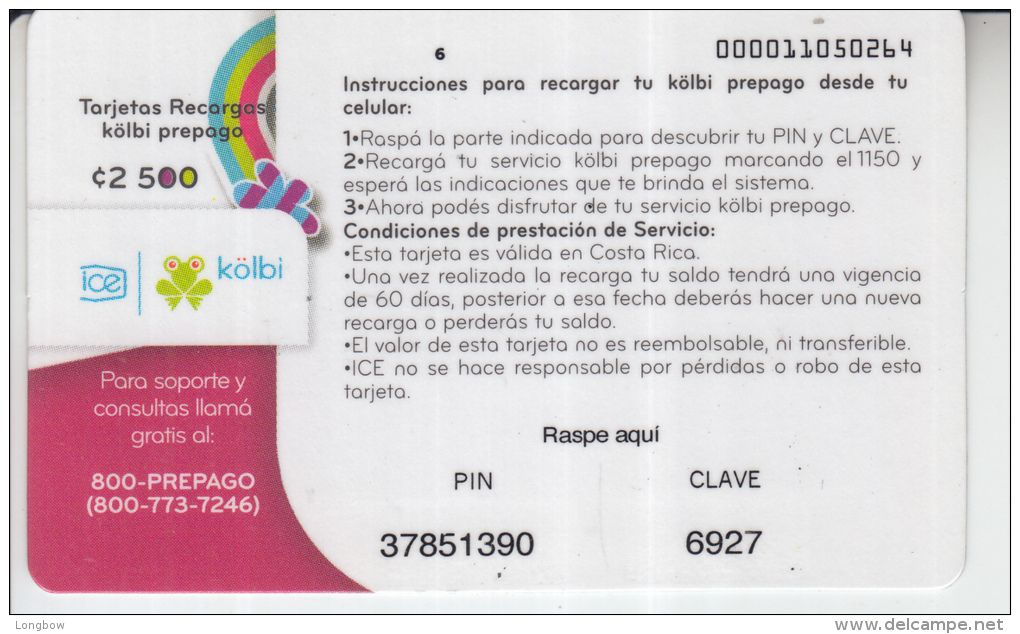 COSTA RICA - KOLBI Prepaid Card - Costa Rica