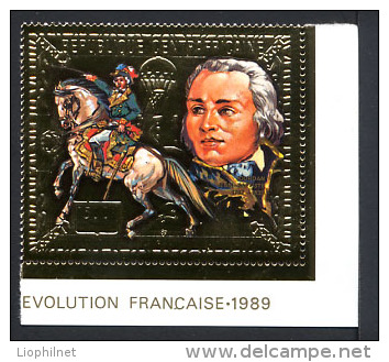 CENTRAFRIQUE 1989, PHILEXFRANCE, J-B JOURDAN, TIMBRE OR, Neuf / Mint. Rcen002 - French Revolution