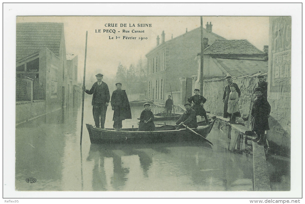 LE PECQ - Crue De La Seine - 1er Janvier 1910 - Rue Carnot - Le Pecq