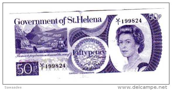 BILLET SAINTE HELENE - P.50 (SIGNE 2) - 1979 - 50 PENCE - ELISABETH II - VUE DU PORT AVEC VOILIERS - Sainte-Hélène