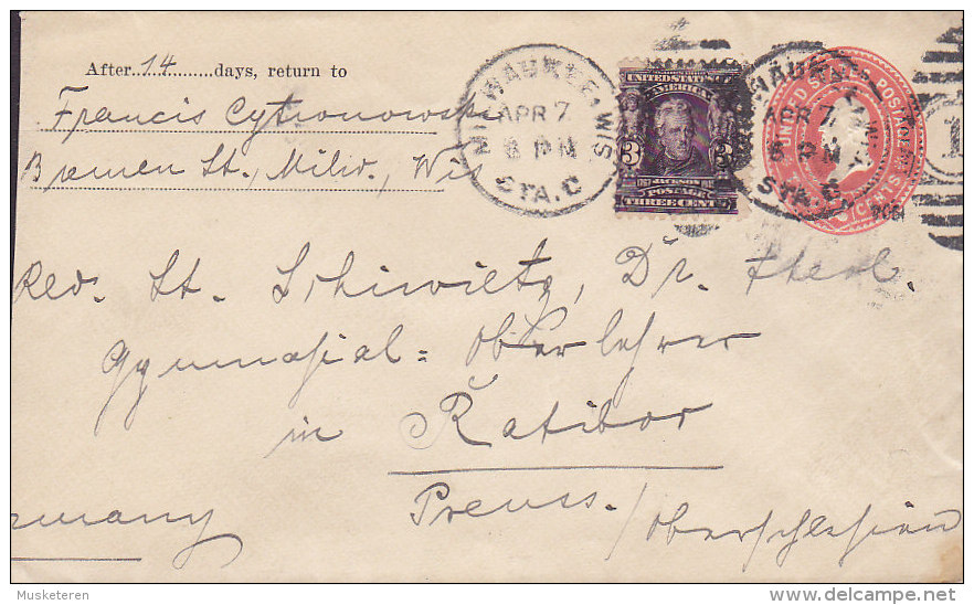 United States Uprated Postal Stationery Ganzsache Entier MILWAUKEE 1904 Cover To RATIBOR Ostpreussen Eastern Prussia - 1901-20