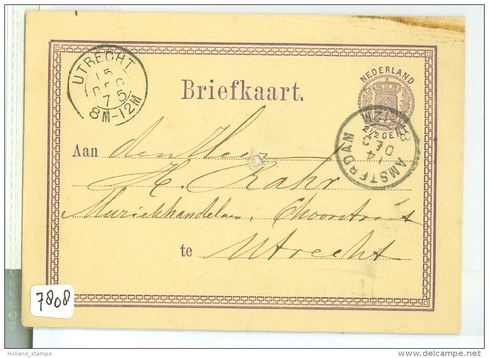 HANDGESCHREVEN BRIEFKAART Uit 1875 Van AMSTERDAM Naar UTRECHT * VOORDRUK NVPH Nr. 18 (7808) - Postal Stationery