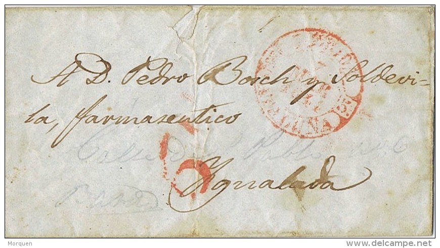 4419. Carta Entera Pre Filatelica LERIDA 1844 A Igualada - ...-1850 Prefilatelia