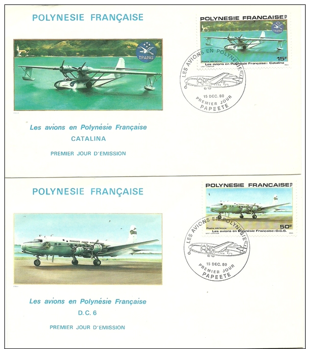 FDC - ENV.- 1er Jour  -  1980-  TAHITI - Serie  Avion, Poste Aérienne - FDC