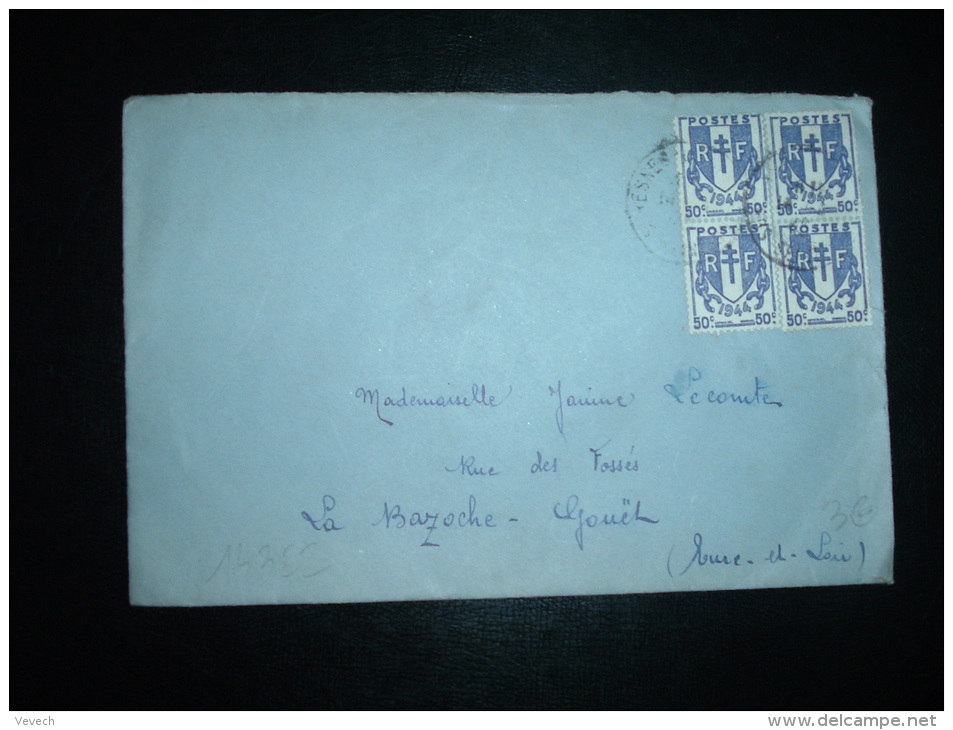 LETTRE TP CHAINES 50C X4 OBL. SURESNES - 1941-66 Coat Of Arms And Heraldry