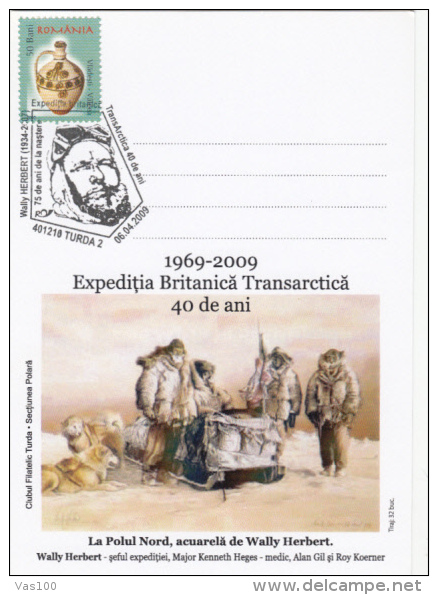 NORTH POLE EXPLORINGS, SLDGE DOGS, CM, MAXICARD, CARTES MAXIMUM, 2009, ROMANIA - Explorers