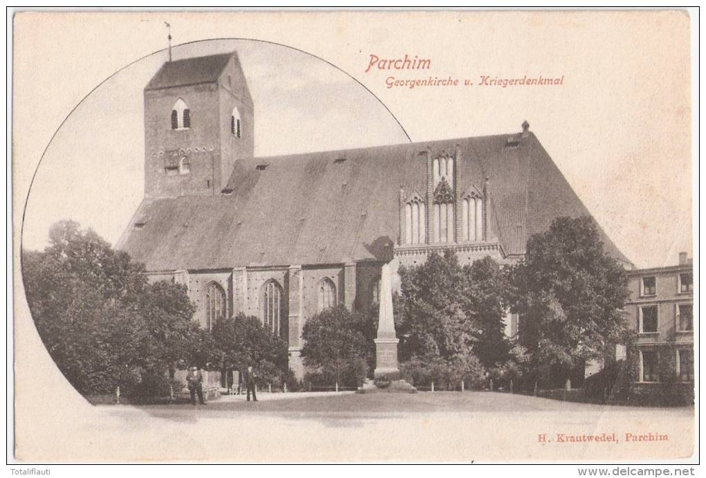 PARCHIM Georgenkirche Und Kriegerdenkmal Belebt Ungelaufen - Parchim