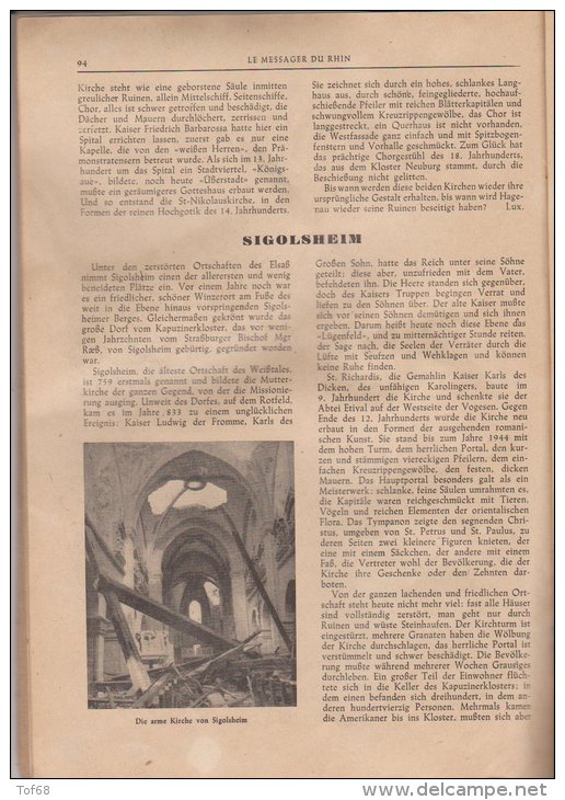 Almanach Le Messager Du Rhin 1946 Ostheim Sigolsheim Ammerschwihr - Grand Format : 1941-60