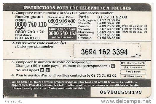 CARTE-PREPAYEE-7.5€-Blanc-LYCAT EL-AFRICA TEL-ANIMAUX-FLEUR-25/12/2 010- T BE- - Autres & Non Classés