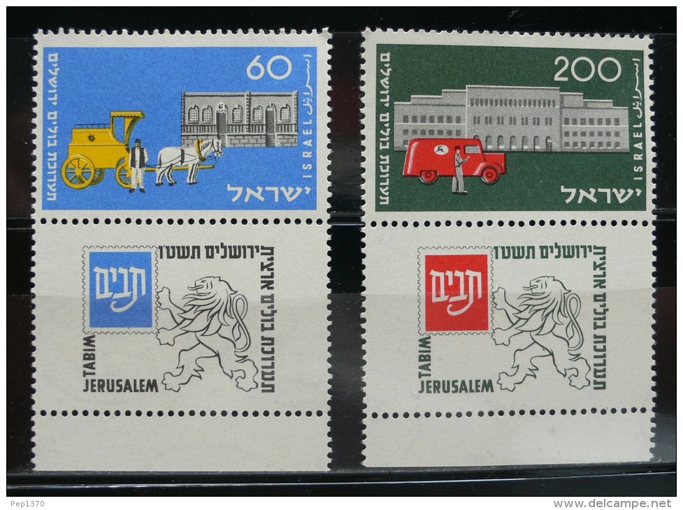 ISRAEL 1954 - CENTENARIO DEL SERVICIO POSTAL EN JERUSALEN - YVERT N&ordm; 80-81 - Neufs (avec Tabs)