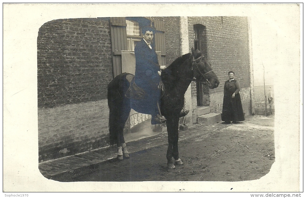 NORD PAS DE CALAIS - 62 - PAS DE CALAIS- Carte Photo - DIVION - LE TRANSVAAL - Homme à Cheval - Divion