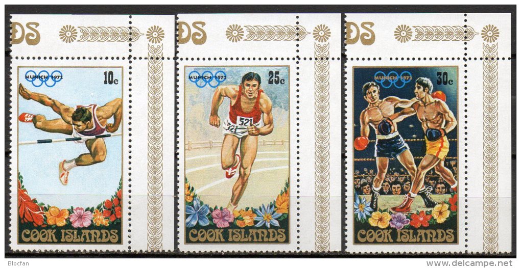 Sommer-Olympiade In München 1972 Cook Islands 330/2 Als ER ** 3€ Boxen Lauf Springen Sport Olympic Se-tenant Of Oceanien - Pétanque