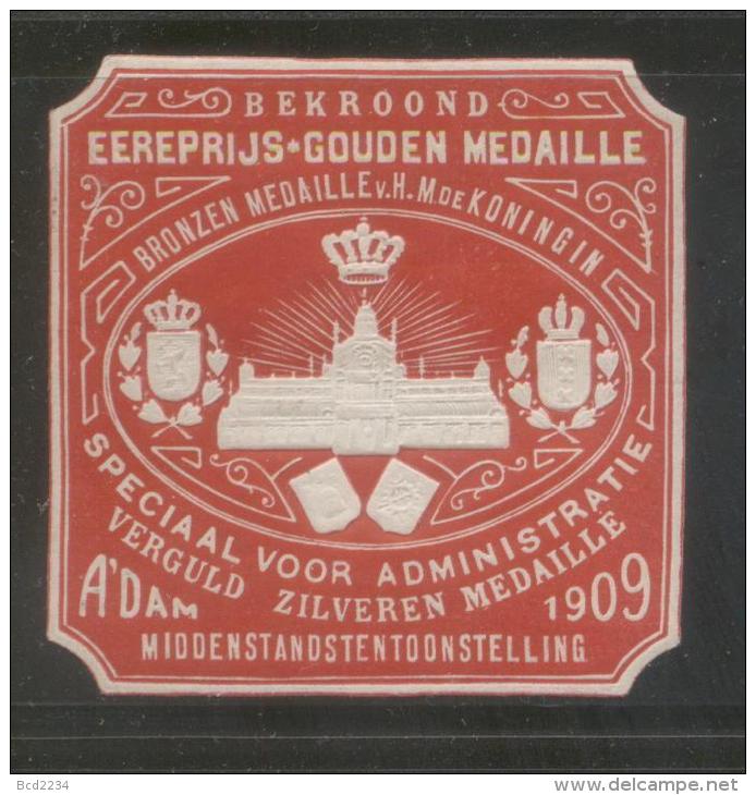 NETHERLANDS HOLLAND 1909 SMALL TRADERS EXHIBITION RARE TYPE 4 POSTER STAMP HINGED MINT - Neufs