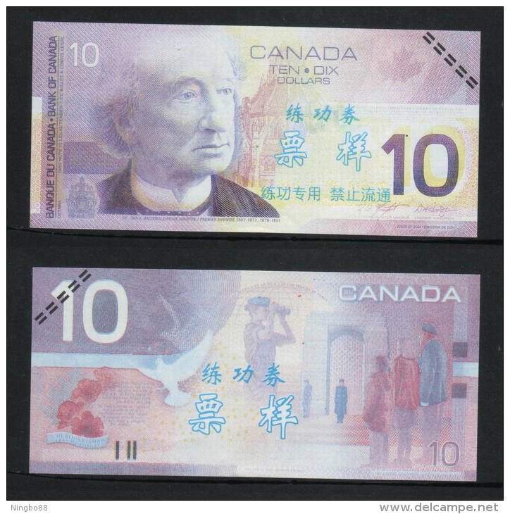 (Replica)China BOC (bank Of China) Training/test Banknote,Canada Dollars C-1 Series $10 Note Specimen Overprint - Canada