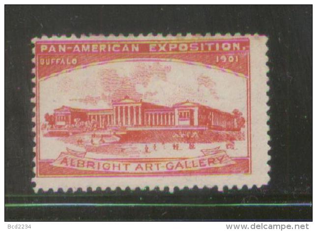 USA 1901 BUFFALO PAN AMERICAN EXHIBITION TYPE 10 POSTER STAMP HM ALBRIGHT ART GALLERY RED - Cartes Souvenir