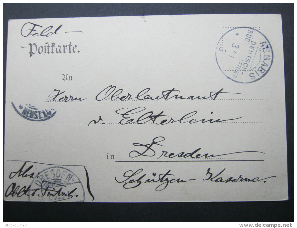 1905, ABBABIS, Feldpostkarte Mit Ansicht Nach Dresdenn - German South West Africa