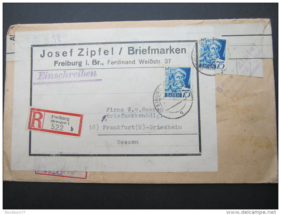 1947, Schwerer R-Brief Aus Freiburg - Other & Unclassified