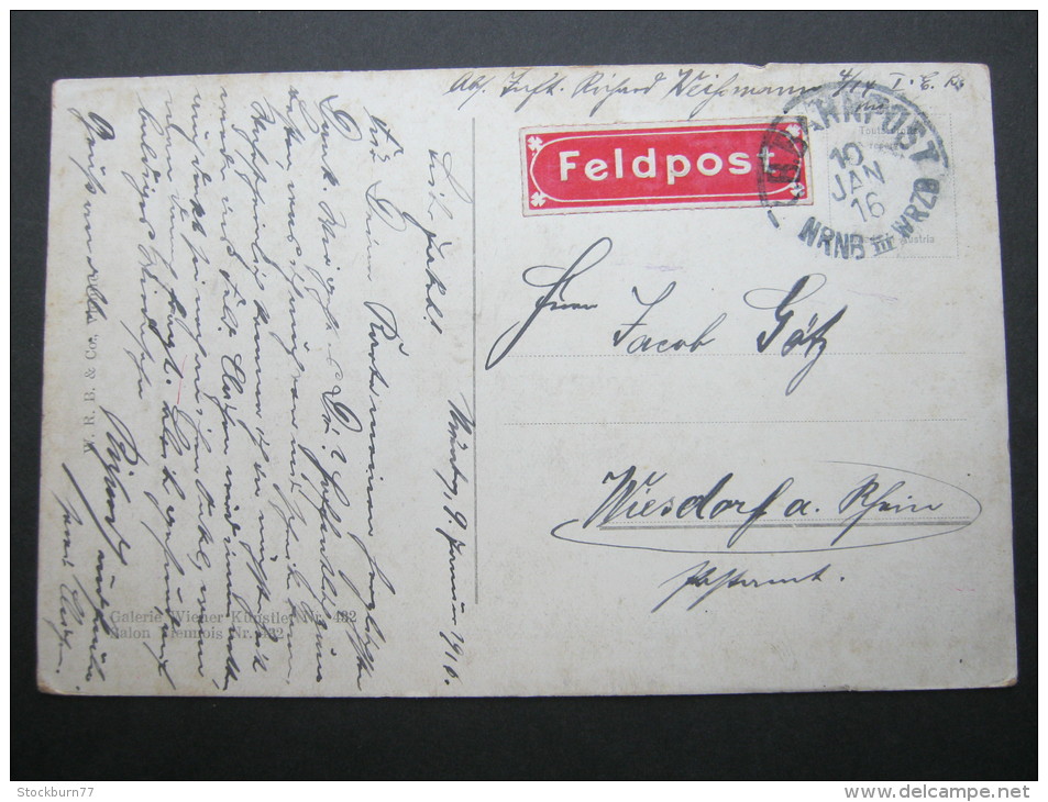 1916, BAHNPOST  NRNB III WRZB, Klarer Stempel Auf Karte - Feldpost (franchigia Postale)