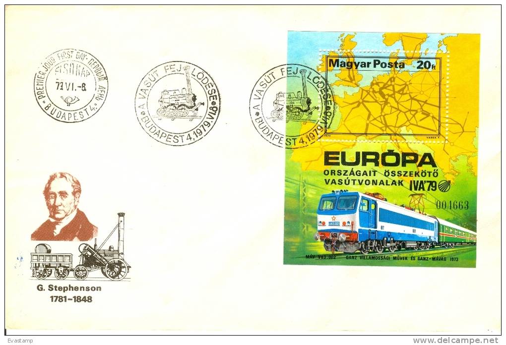 HUNGARY - 1979.FDC Sheet - Intl.Transportation Exhibition-IVA ´79,Hamburg (Railroad) - FDC