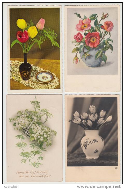 8 OLD POSTCARDS - BLOEMEN / FLEURS / FLOWERS / BLUMEN: NEDERLANDSE FRANKERING - (3 Scans) - 5 - 99 Postkaarten