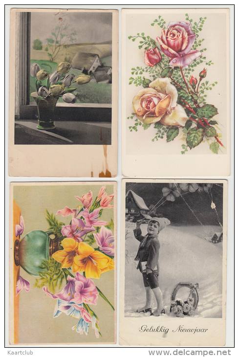 8 OLD POSTCARDS - BLOEMEN / FLEURS / FLOWERS / BLUMEN: NEDERLANDSE FRANKERING - (3 Scans) - 5 - 99 Postkaarten